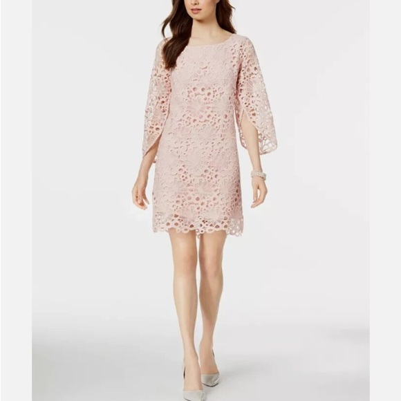 Nanette Lepore Dresses & Skirts - Nanette Lapore NWT lace dress tulip sleeve wedding baby shower barely blush pink
